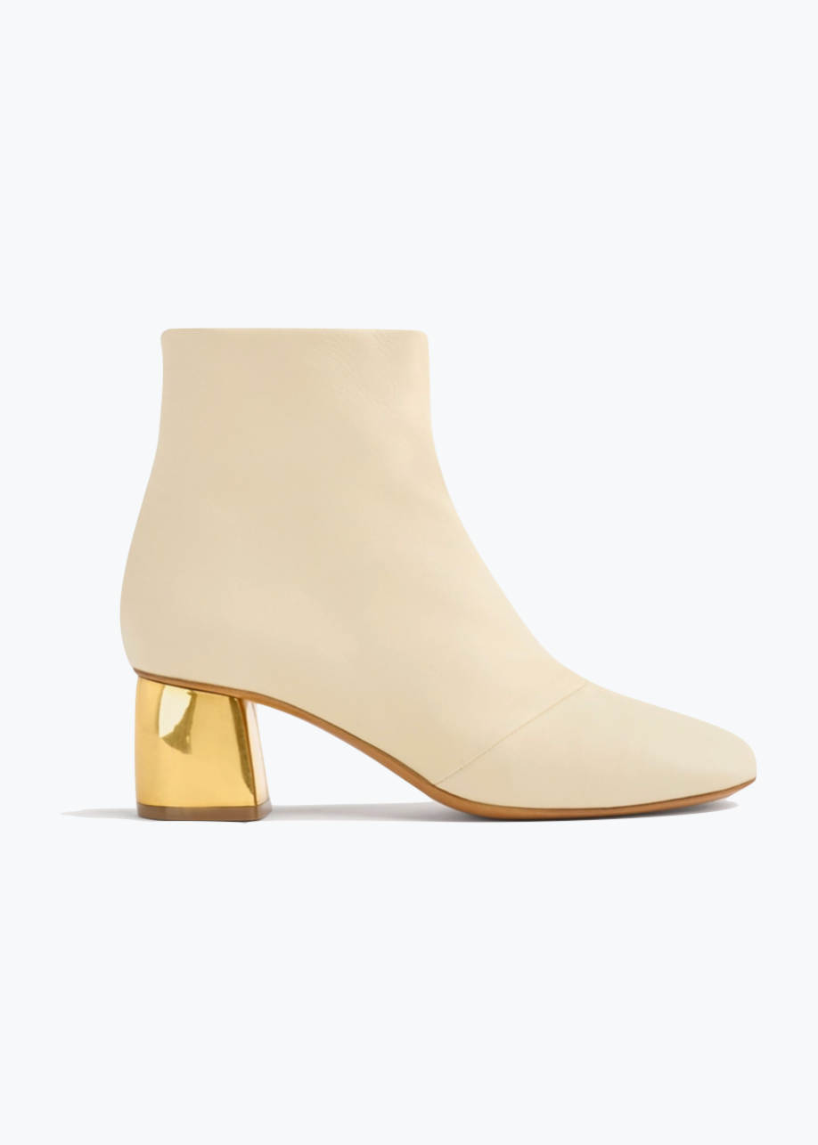 Forte Forte womens block heel Golden Heel Leather Ankle Boots in Ivory