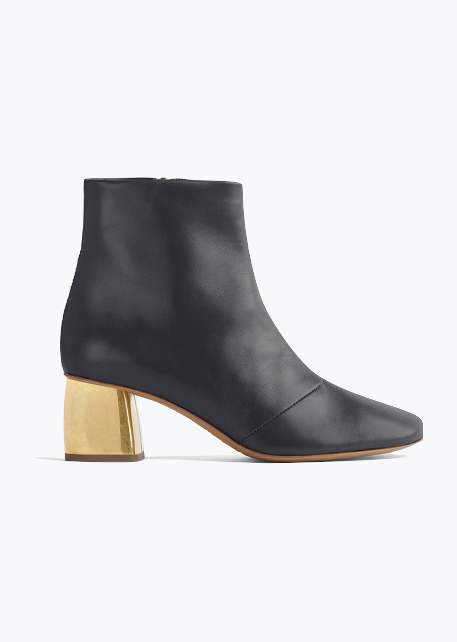 Forte Forte womens block heel Golden Heel Leather Ankle Boots in Nero black