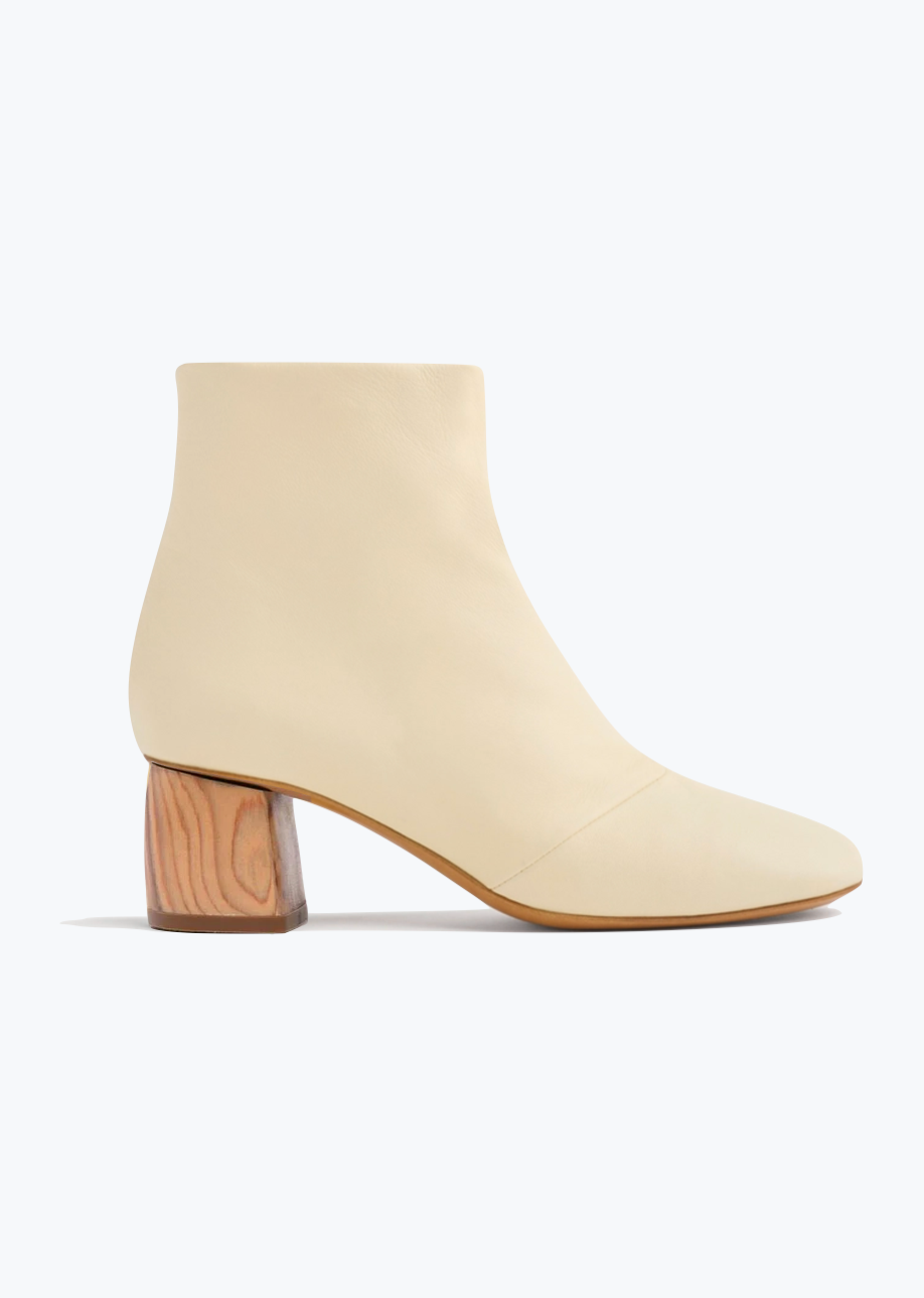 Forte Forte womens wood block heel Leather Ankle Boots in Ivory