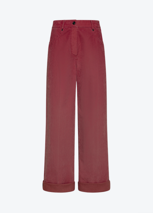 Forte forte 5–Pocket Trousers in Flocked Cotton bordeaux