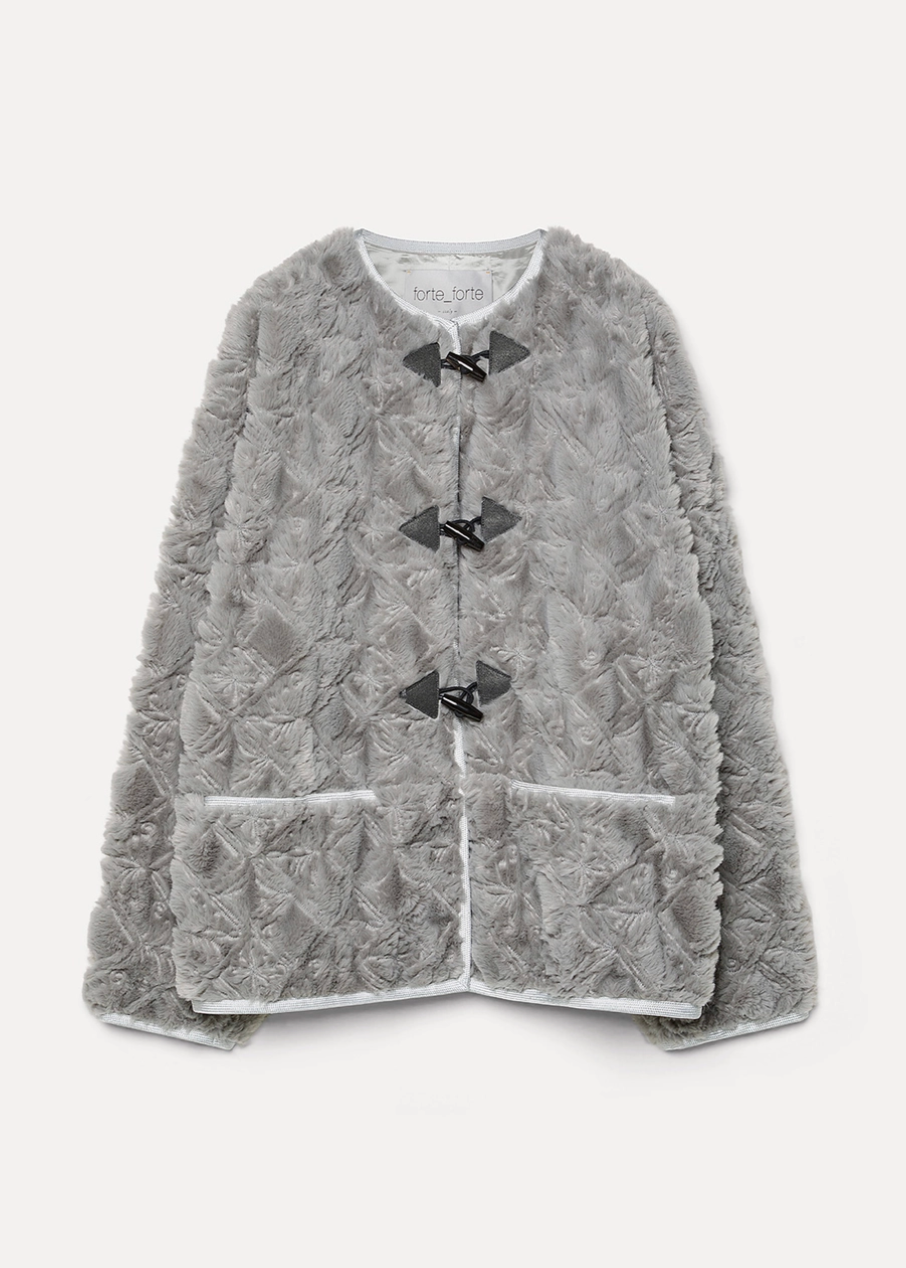Forte forte Embroidered Faux Fur Jacket pearl grey