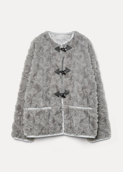 Forte forte Embroidered Faux Fur Jacket pearl grey