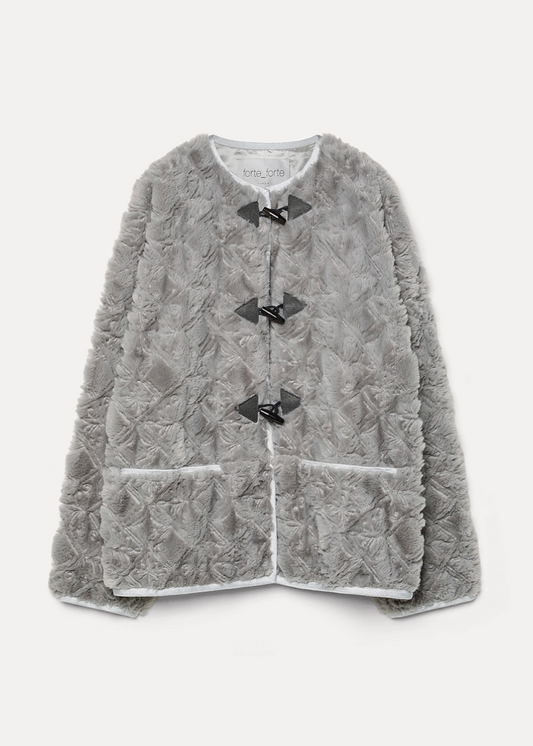 Forte forte Embroidered Faux Fur Jacket pearl grey