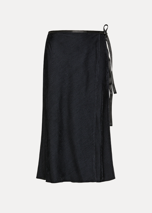 Forte forte Fluid Chic Velvet Sarong Tie Wrap Skirt in Black