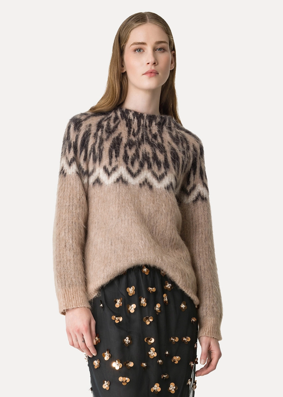 Person wearing Forte forte Jacquard Alpaca Wool Sweater
