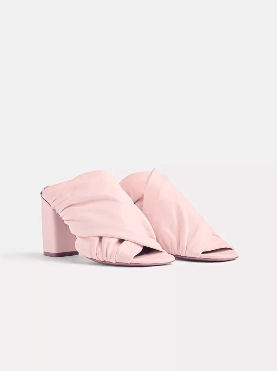 Forte forte Nappa Leather Heeled Sandals in Petalo pink
