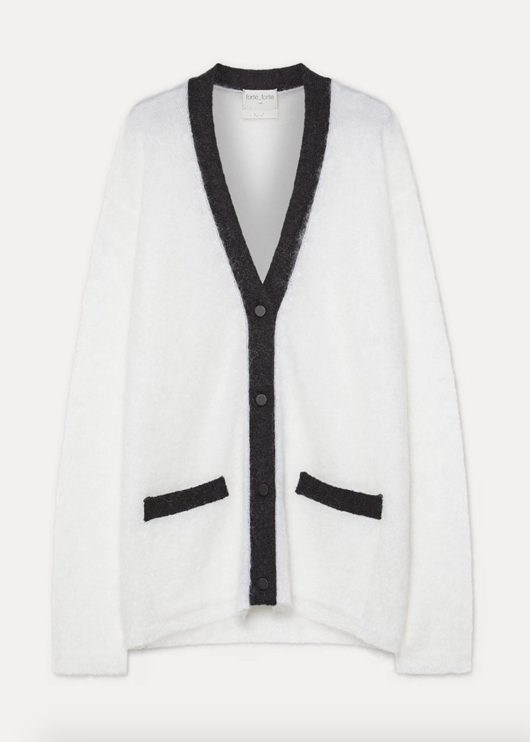 Forte forte Two–Tone Cardigan in Brushed Mohair