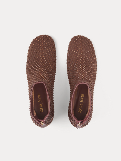 Forte forte womens Diamanté Strass Mesh Ankle Boots in Chocolate Ambra