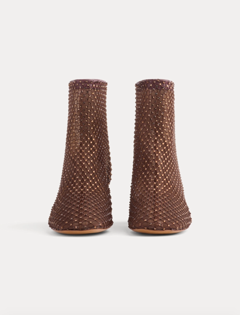 Forte forte womens Diamanté Strass Mesh Ankle Boots in Chocolate Ambra