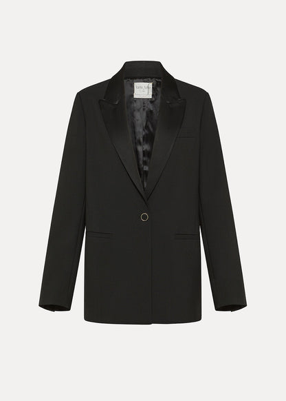Forte forte womens Dinner Jacket Blazer in Wool Blend Canvas Noir Black 14325_myjacket