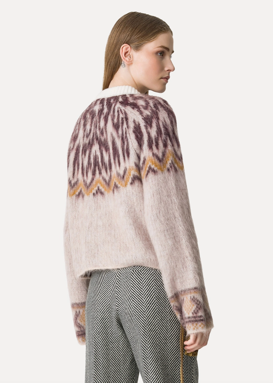 Person wearing Forte forte womens Jacquard Alpaca Wool Cardigan