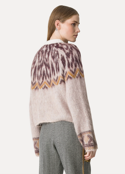 Person wearing Forte forte womens Jacquard Alpaca Wool Cardigan
