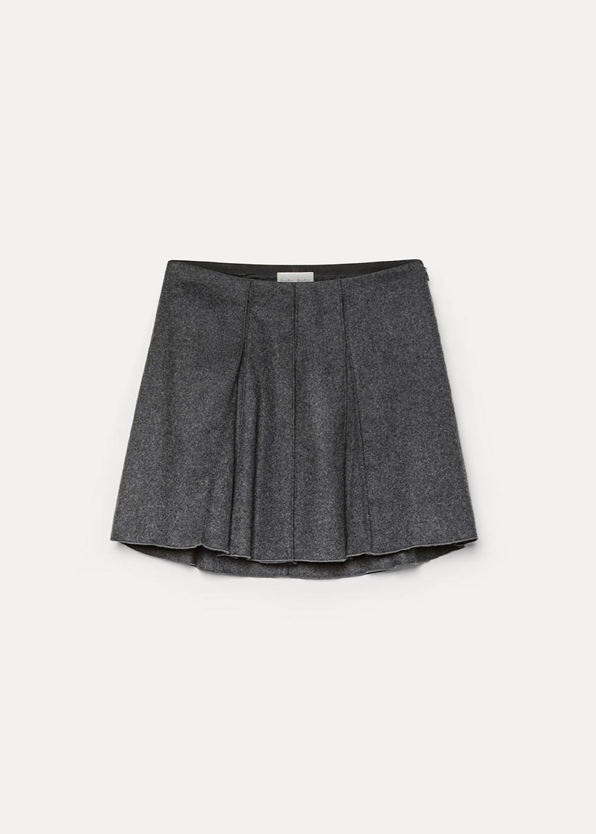 Forte forte womens Pleated Wool Mini Skirt grey antracite