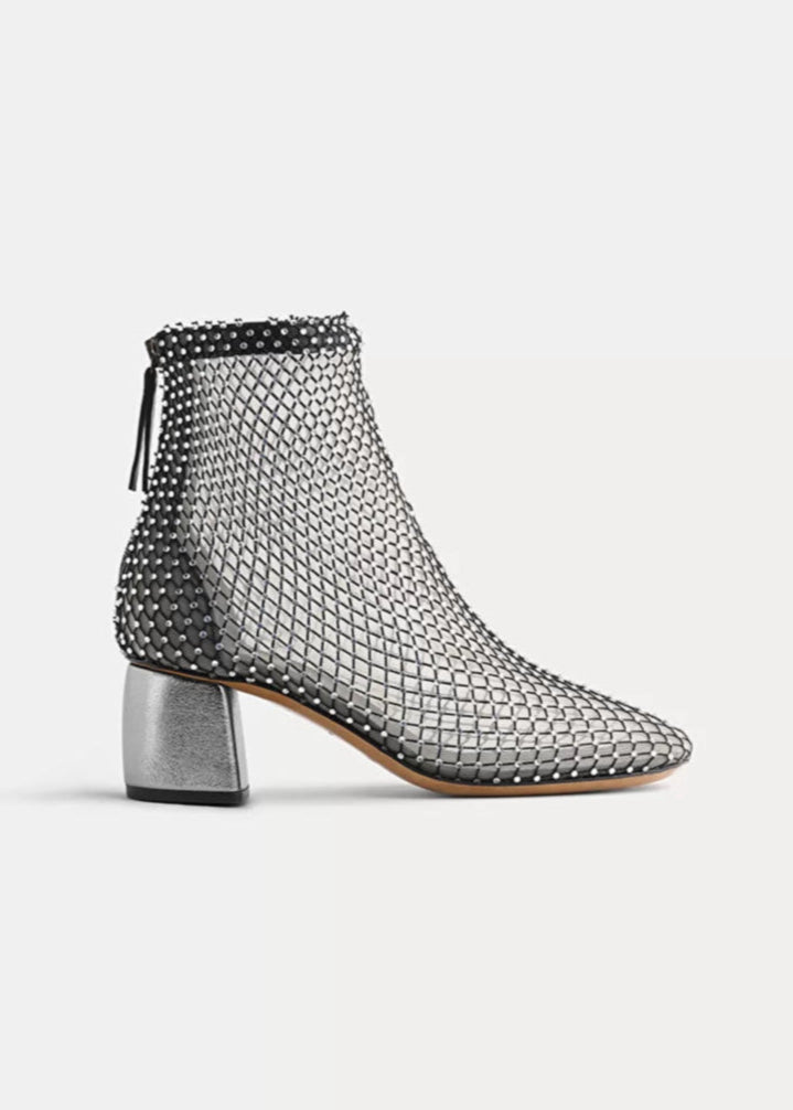 Forte forte womens Strass Mesh Ankle Boots in Nero diamante