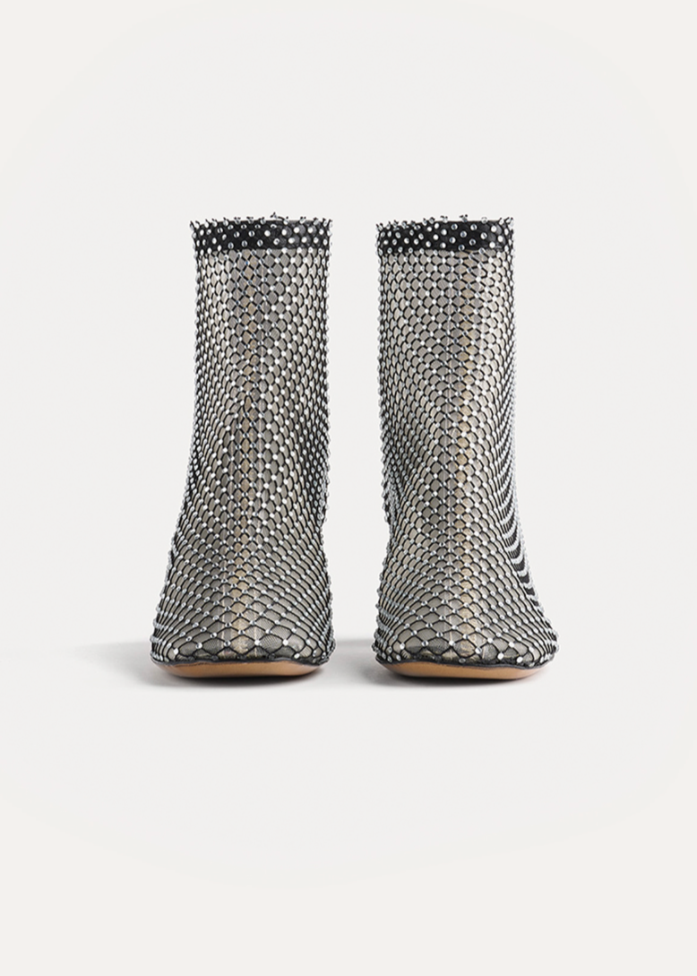Forte forte womens Strass Mesh Ankle Boots in Nero diamante