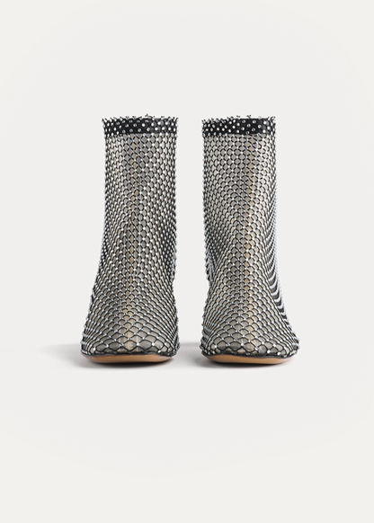 Forte forte womens Strass Mesh Ankle Boots in Nero diamante