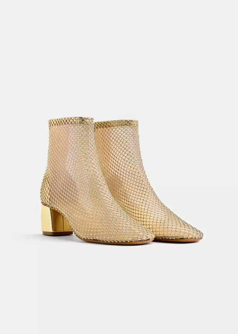 Forte forte womens Strass Mesh Ankle Boots in Nude diamante