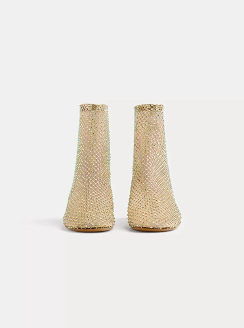 Forte forte womens Strass Mesh Ankle Boots in Nude diamante