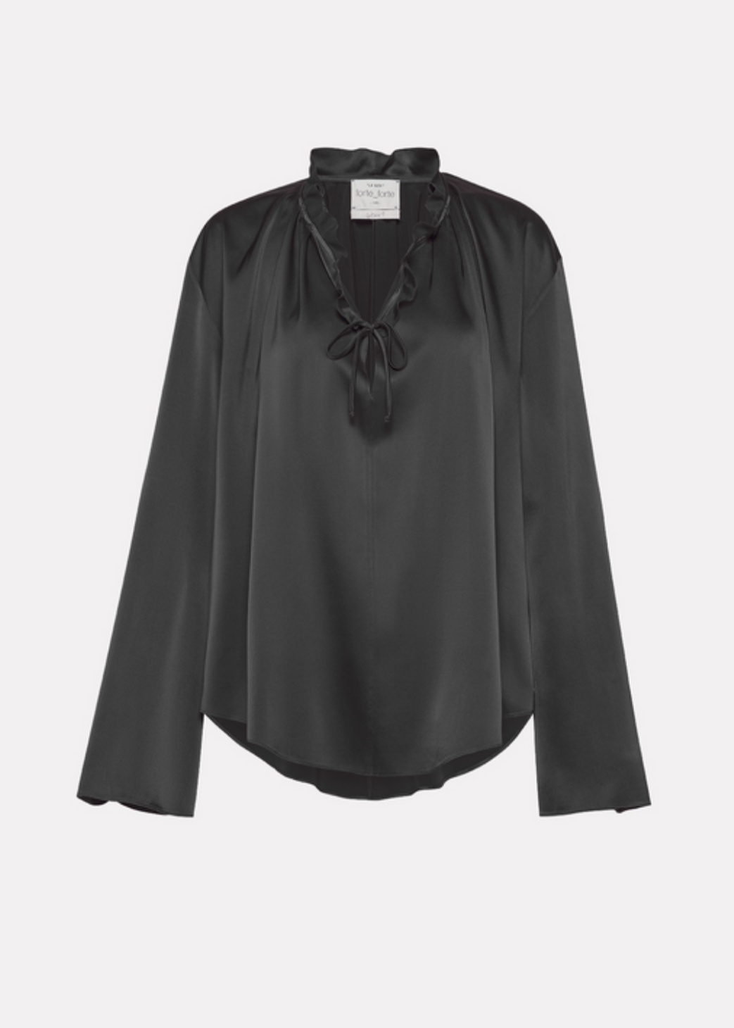 Forte forte womens Stretch Satin Bohemian Shirt black noir