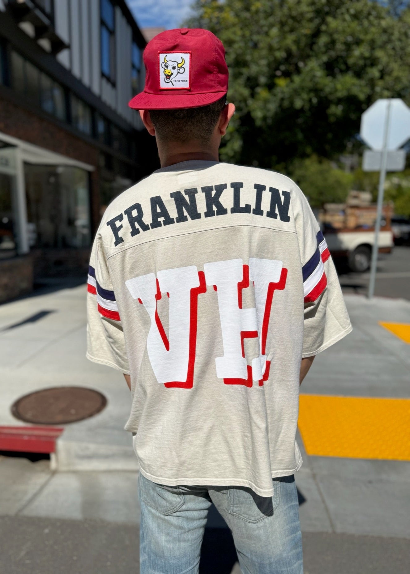 Person wearing Franklin Football Jersey Tee