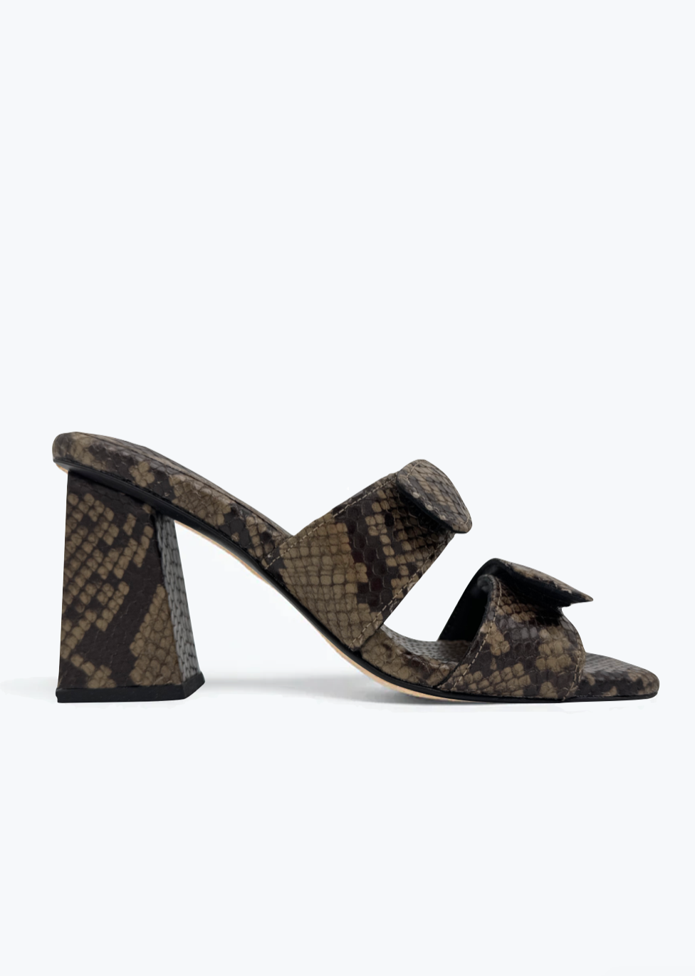 Freda Salvador Adria Embossed Python Strap Heel in Stone