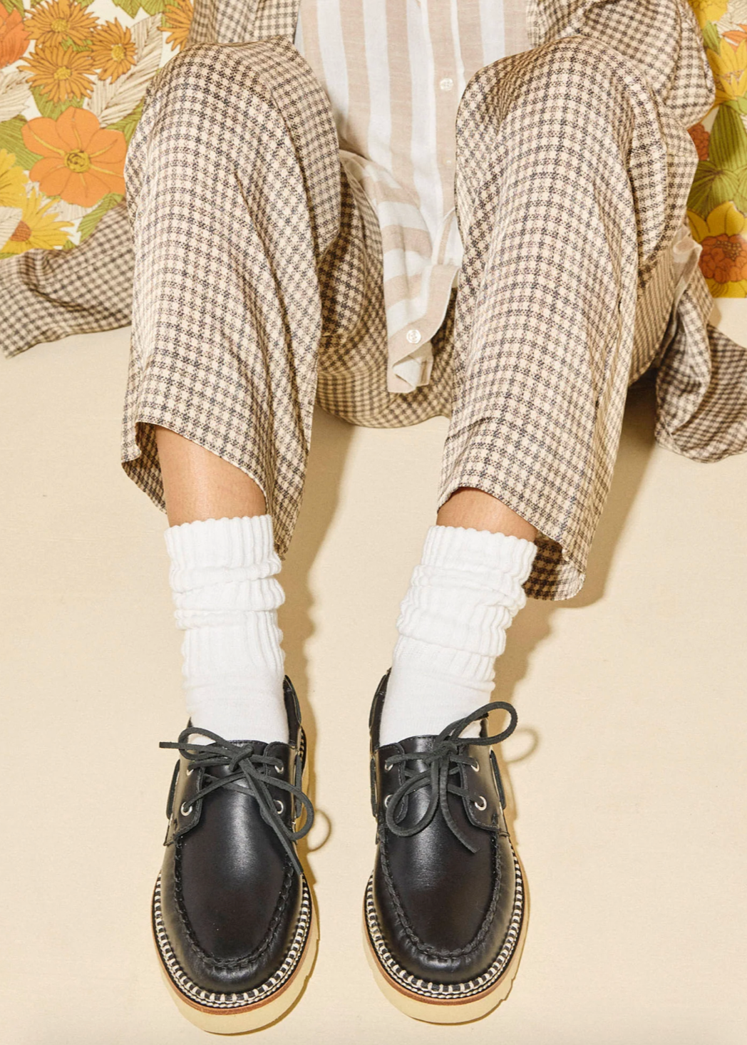 Person wearing Freda Salvador Collins Lug Loafer in Black