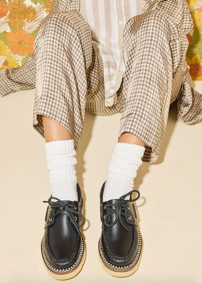 Person wearing Freda Salvador Collins Lug Loafer in Black