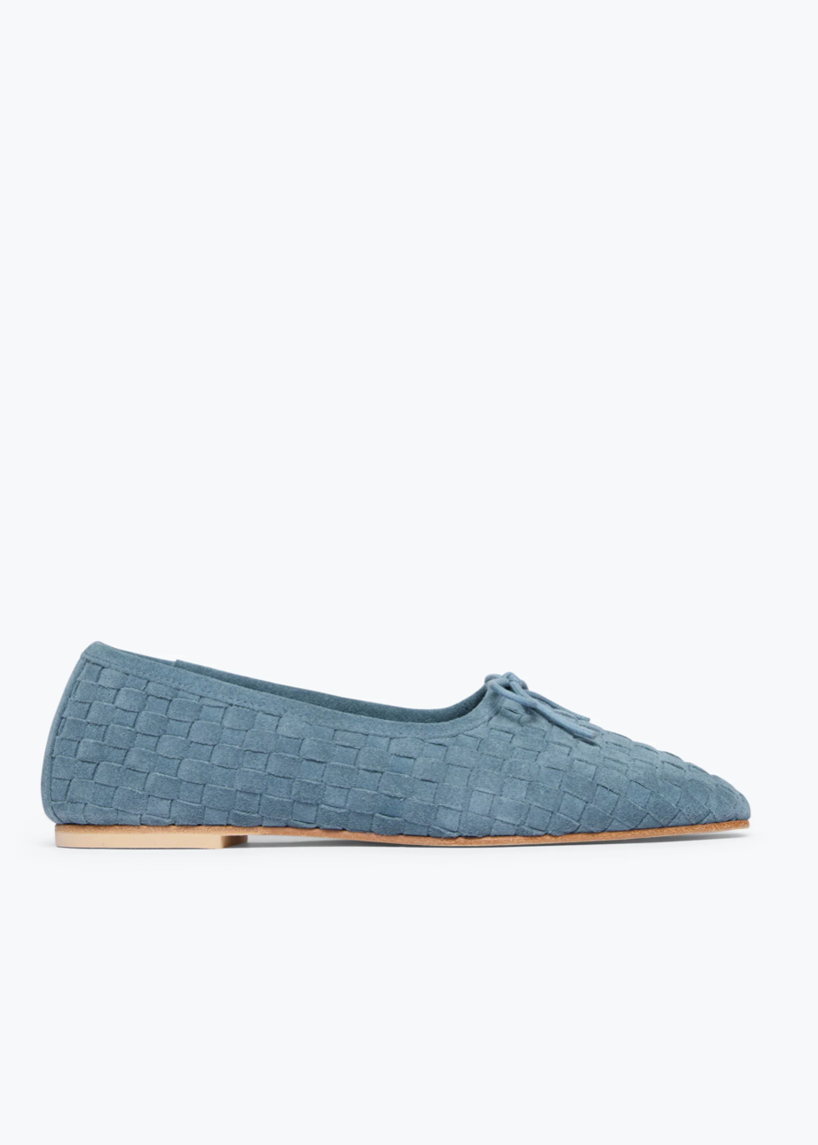 Freda Salvador Jada Woven Ballet Flat in Denim Suede