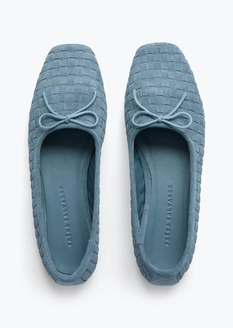Freda Salvador Jada Woven Ballet Flat in Denim Suede