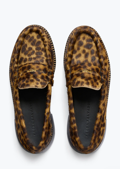 Freda Salvador womens Elba Penny Loafers in Leopard Haircalf