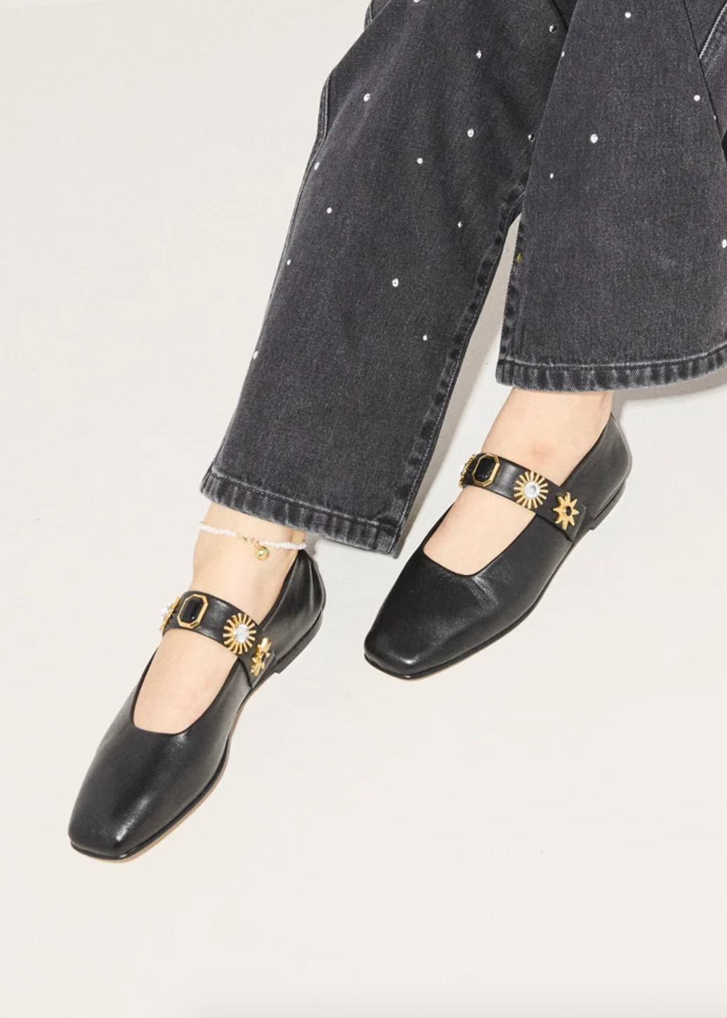 Jasmine Embellished Mary Jane Flats – ELI