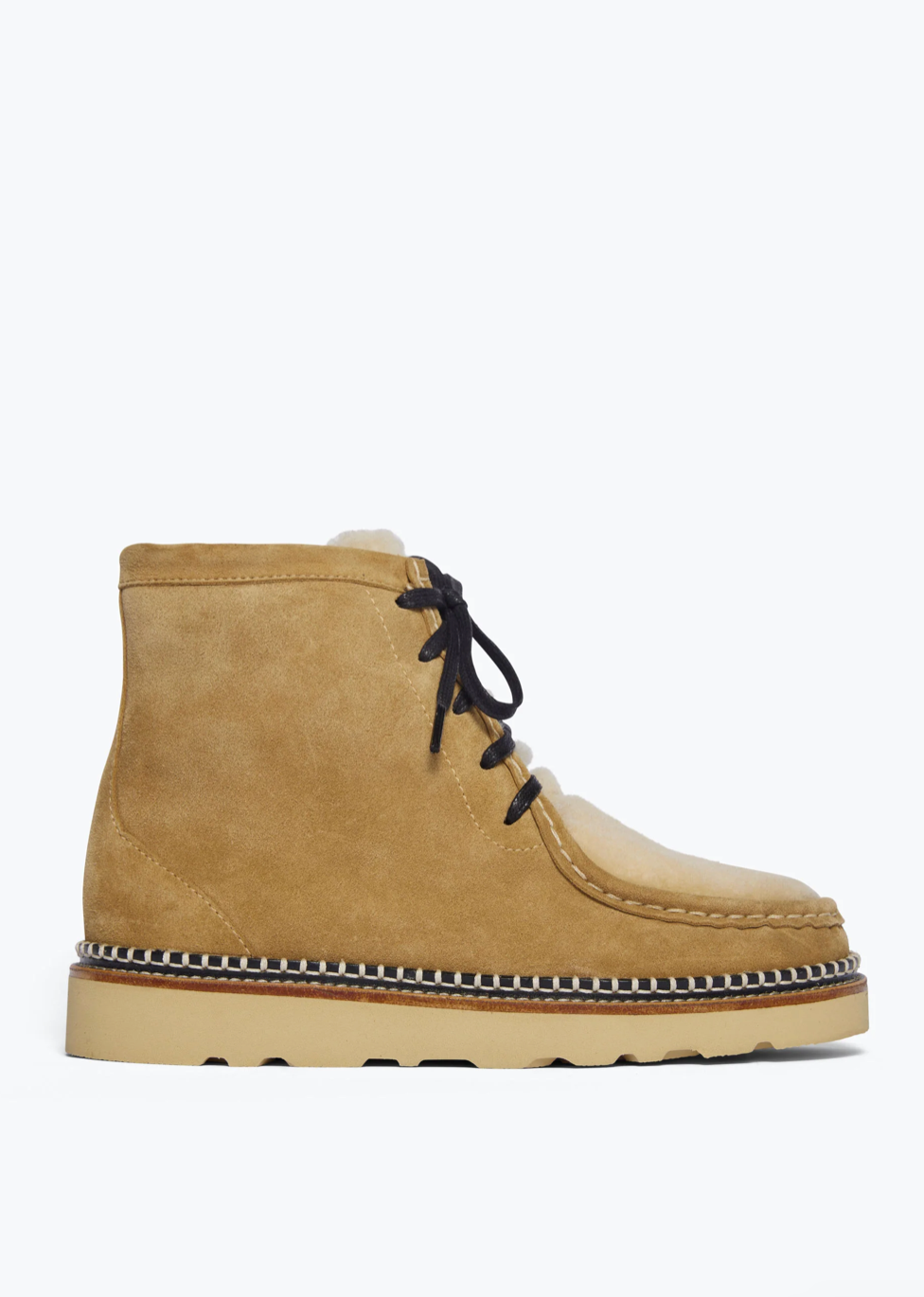 Freda Salvador womens Winnie Moccasin Boot in Hazel Suede with Shearling