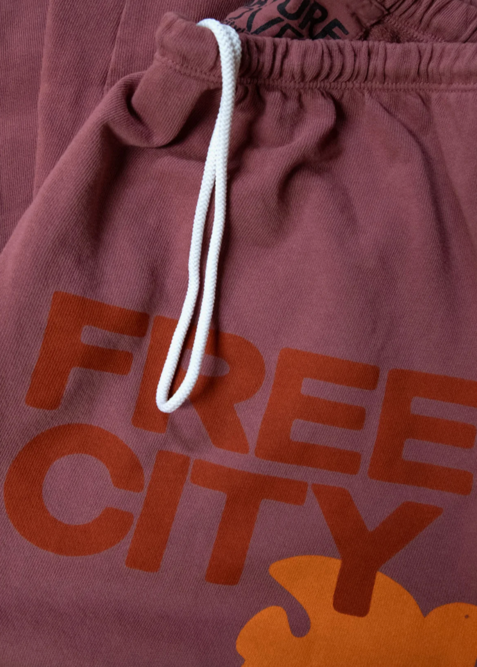 Details of FreeCity French Terry Cotton classic sweatpant in mauve with orange 