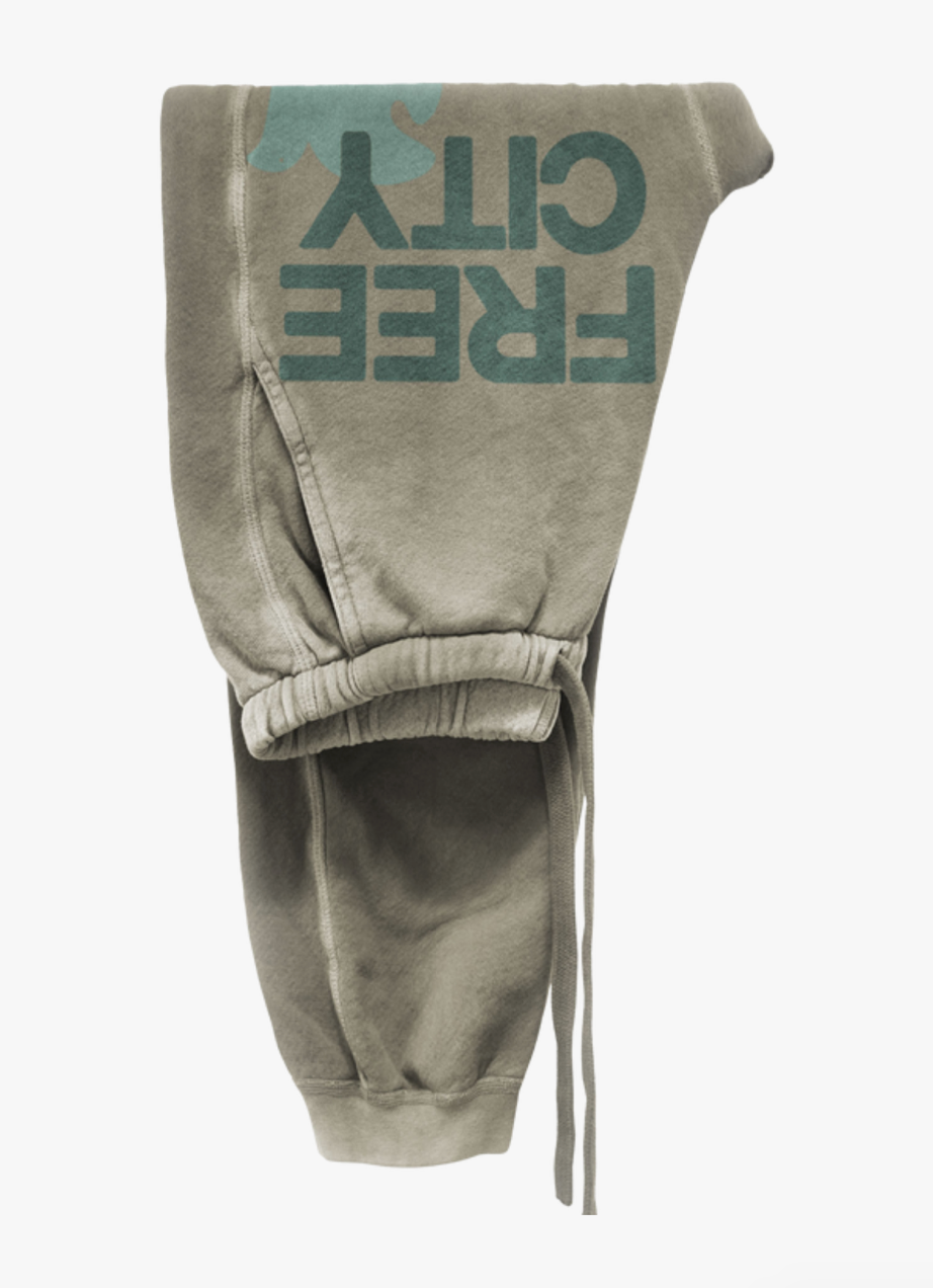 FreeCity French Terry cotton Sunfades Pocket Sweatpant in Shrooms & Green