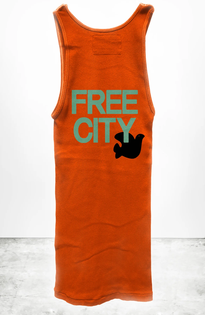 Freecity Cotton Supervintage Tank in Orange Machine