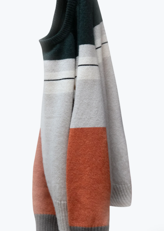 Freecity unisex striped Après Alps Cashmere Crewneck Sweater