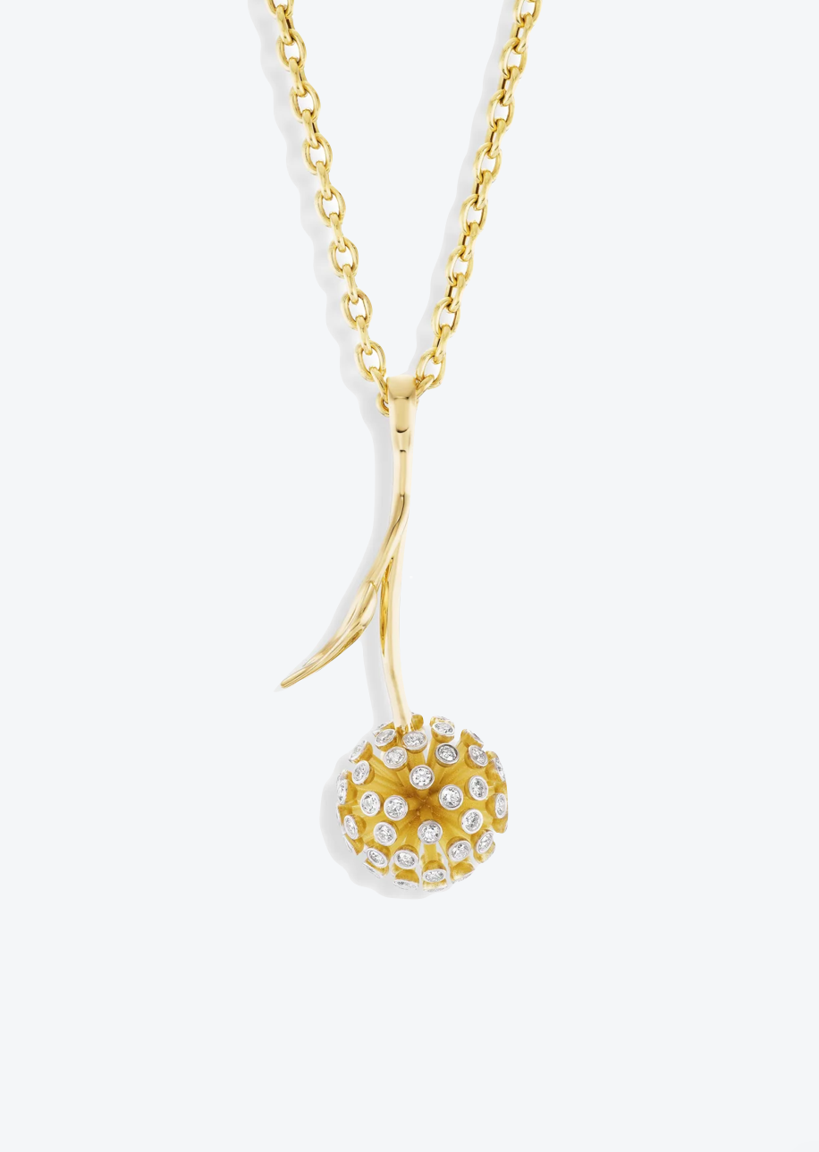 Grace Winfrey fine jewelry 18k yellow gold diamond Dandelion Pendant Necklace