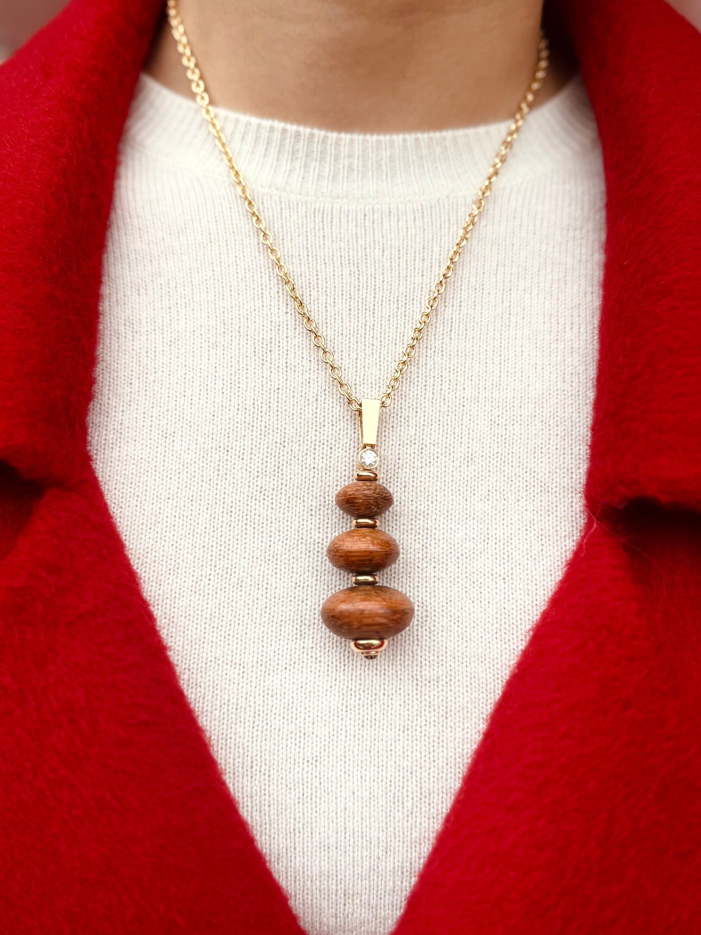Root Pendant Necklace with Carved Ebony Wood