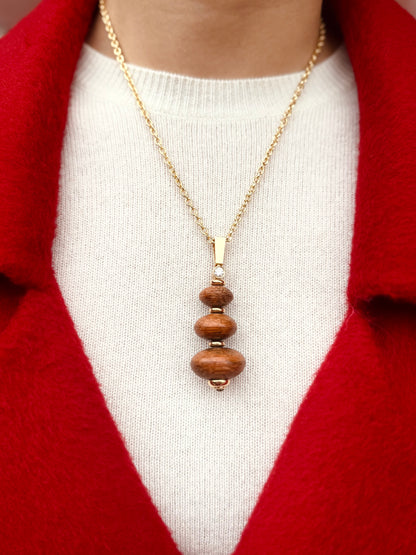 Root Pendant Necklace with Carved Ebony Wood