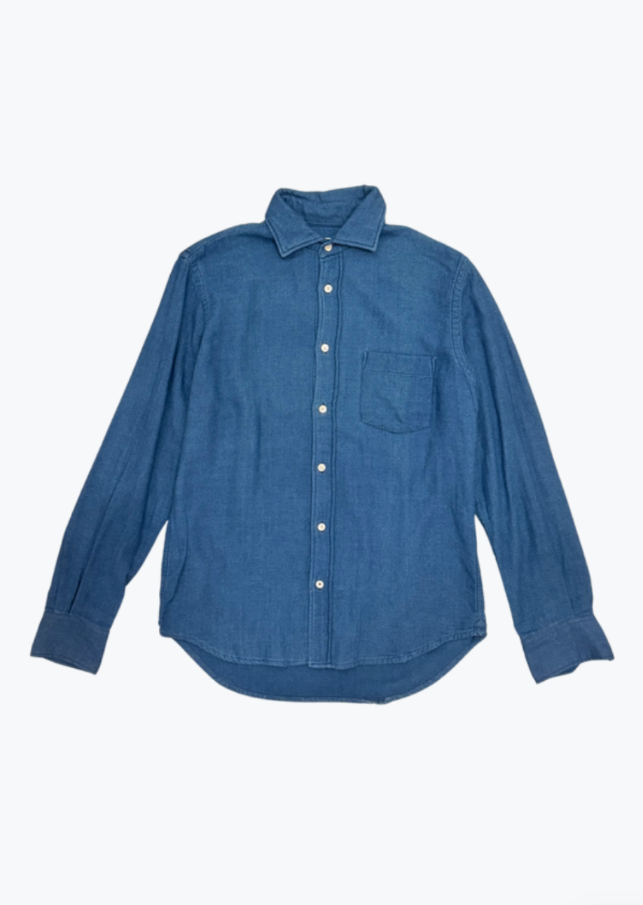 Hartford mens Paul Flannel Shirt in Indigo