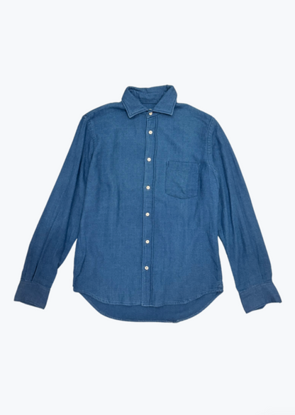 Hartford mens Paul Flannel Shirt in Indigo