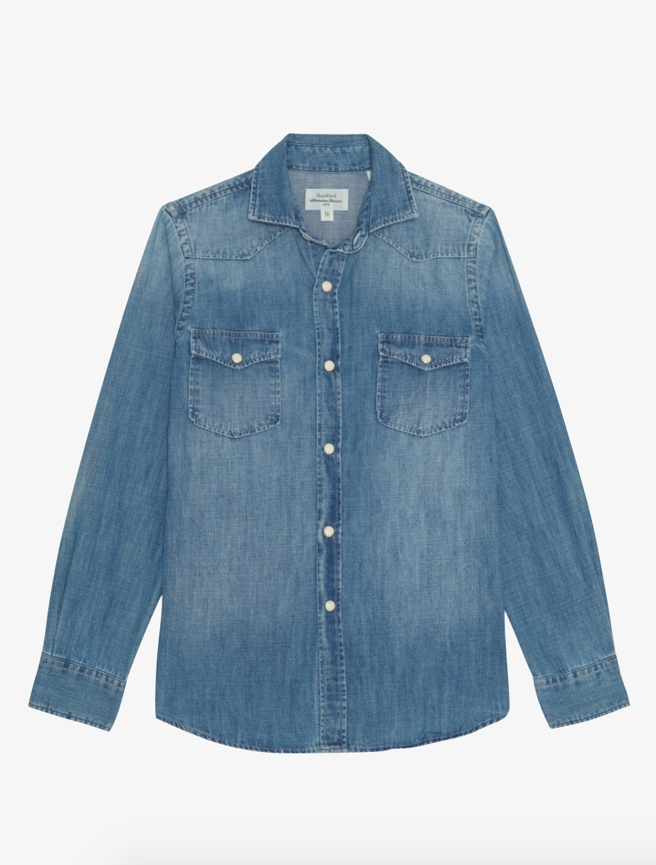 Hartford mens Phoenix Woven Shirt Indigo