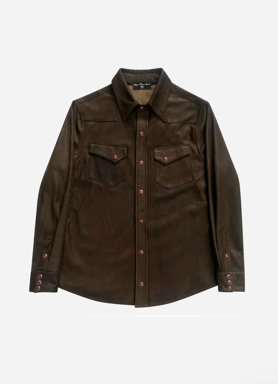 Hollywood Forever Records Brown Suede Western Shirt