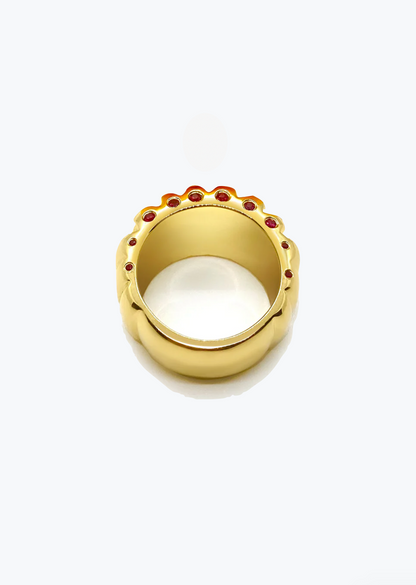 Howl fine jewelry 18k yellow gold Bombshell Ring with Rubies