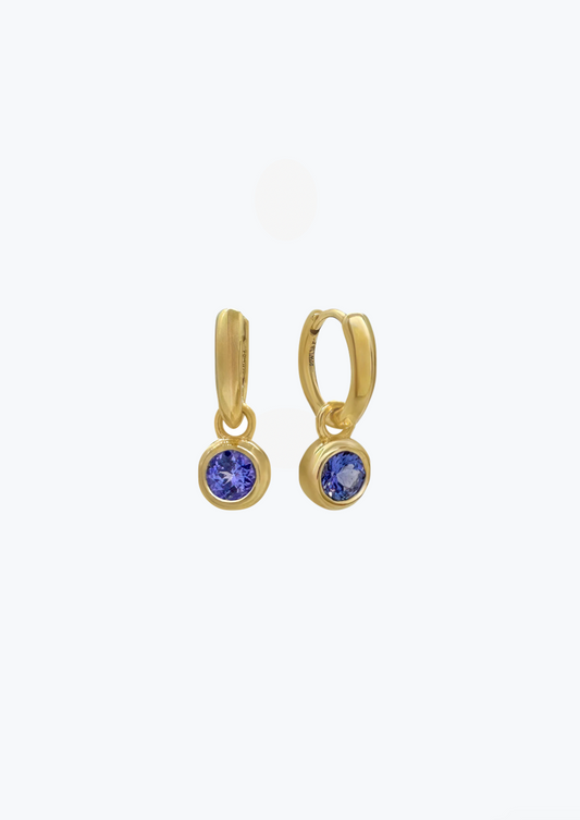 Howl fine jewelry 18k yellow gold Rory Hoops with Tanzanite earrings