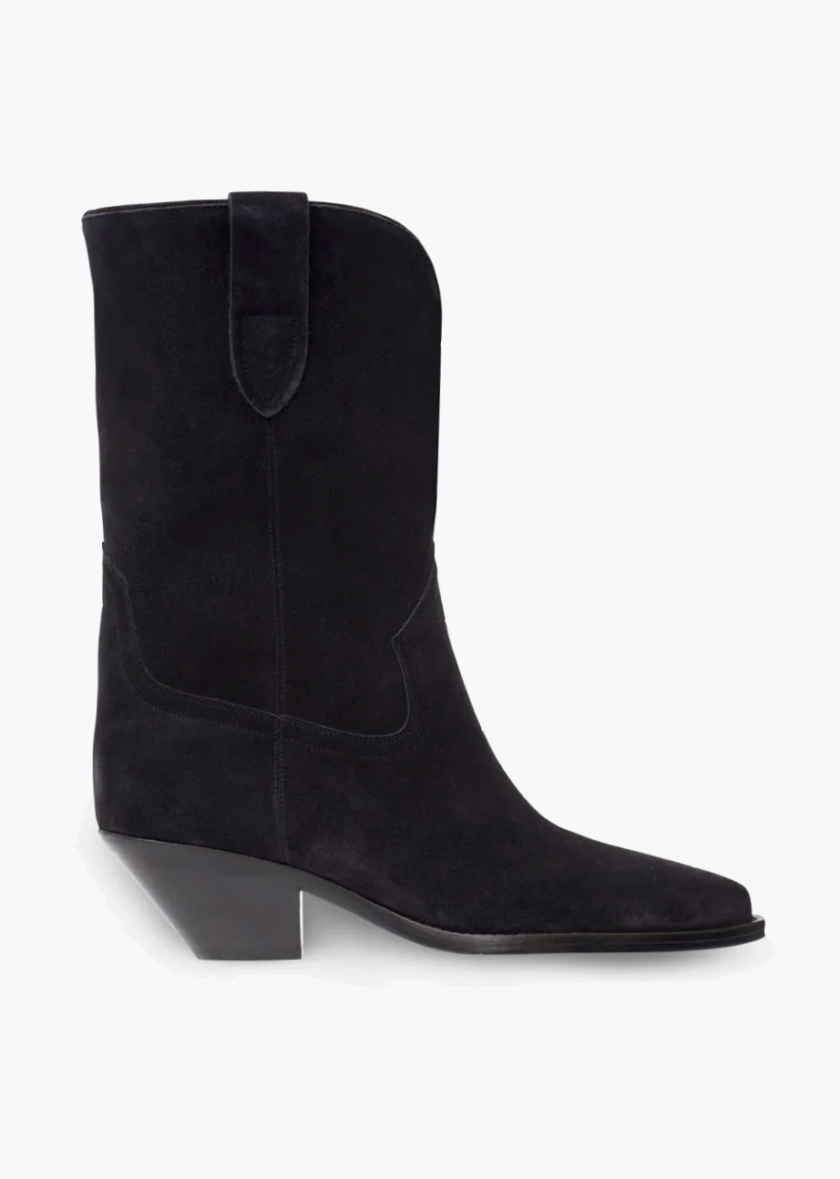 Isabel Marant womens Dahope Suede Cowboy Boots in Faded Black