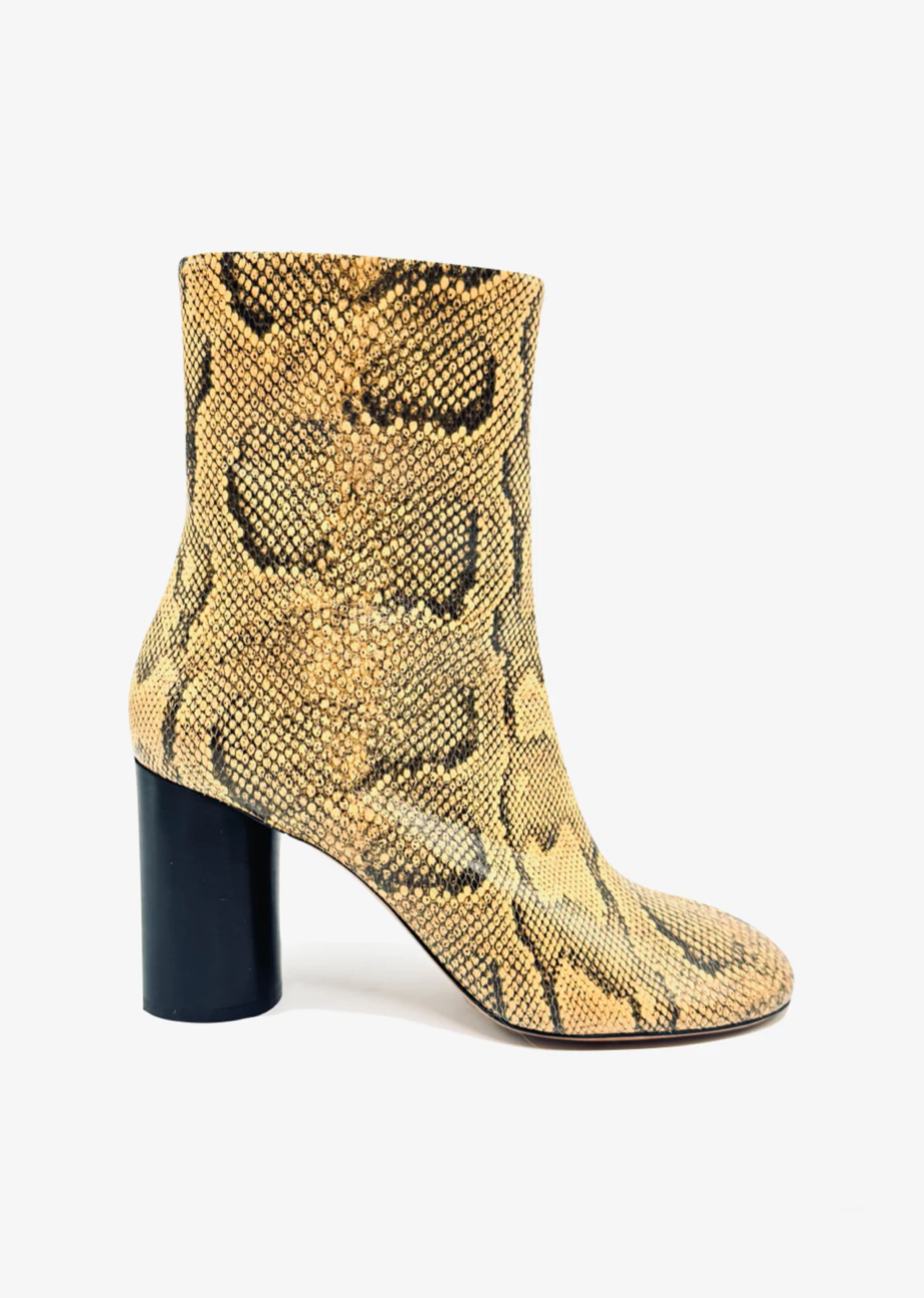 Isabel Marant womens Labee Boots leather snakeskin effect tan