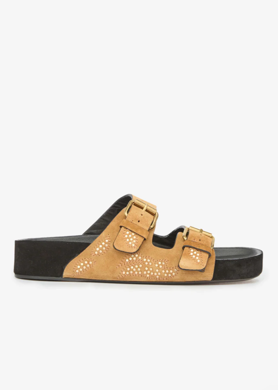 Isabel marant Lennyo Sandal in Cognac and Gold