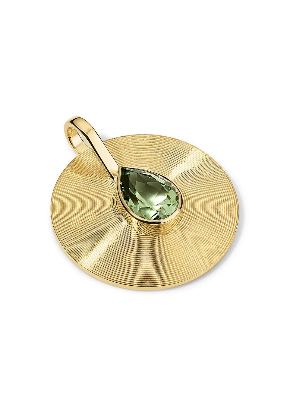 JADE RUZZO fine jewelry 18k yellow gold One-of-a-Kind Medium Cymbal Pendant with Mint Tourmaline Pear