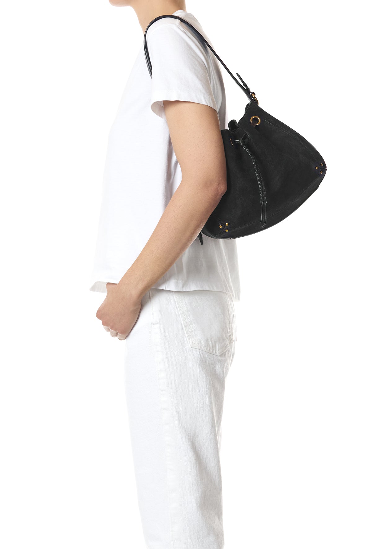 JEROME dreyfuss Andy Suede Bucket Bag in Noir